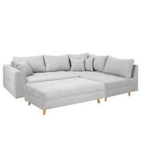 ECKSOFA inkl. Hocker Ariella Hellgrau Mikrofaser  - Hellgrau/Naturfarben, Design, Holz/Textil (161/231cm) - Livetastic