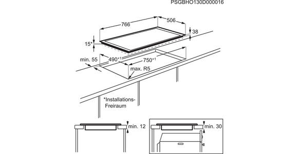 GLASKERAMIKKOCHFELD DKEV8648XB  - Edelstahlfarben/Schwarz, Basics, Glas/Metall (76,6/50,6cm) - Dieter Knoll