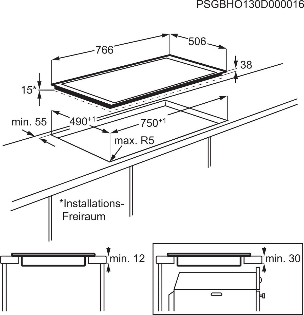 GLASKERAMIKKOCHFELD DKEV8648XB  - Edelstahlfarben/Schwarz, Basics, Glas/Metall (76,6/50,6cm) - Dieter Knoll