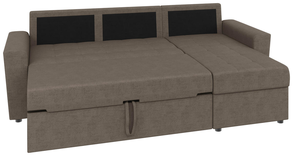 ECKSOFA TERMOLI in Jacquard Taupe  231/155 cm  - Taupe/Schwarz, Design, Kunststoff/Textil (231/155cm) - MID.YOU