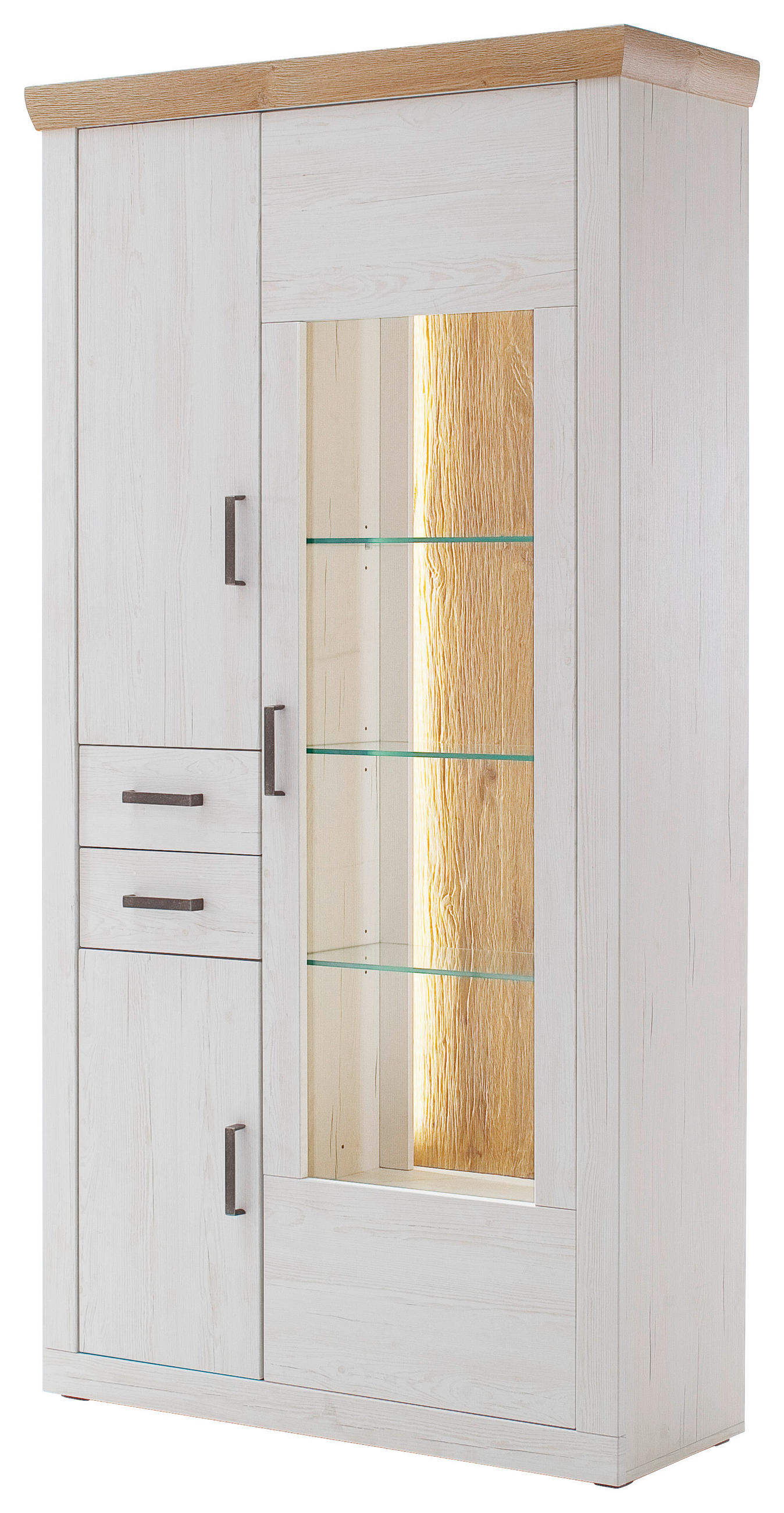VITRINĂ  in culoare lemn stejar, culoare coconar  - culoare coconar/culoare lemn stejar, Design, plastic/sticlă (106/205/40cm) - MID.YOU