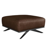 HOCKER in Leder Dunkelbraun  - Dunkelbraun/Schwarz, Design, Leder/Metall (95/46/80cm) - Livetastic