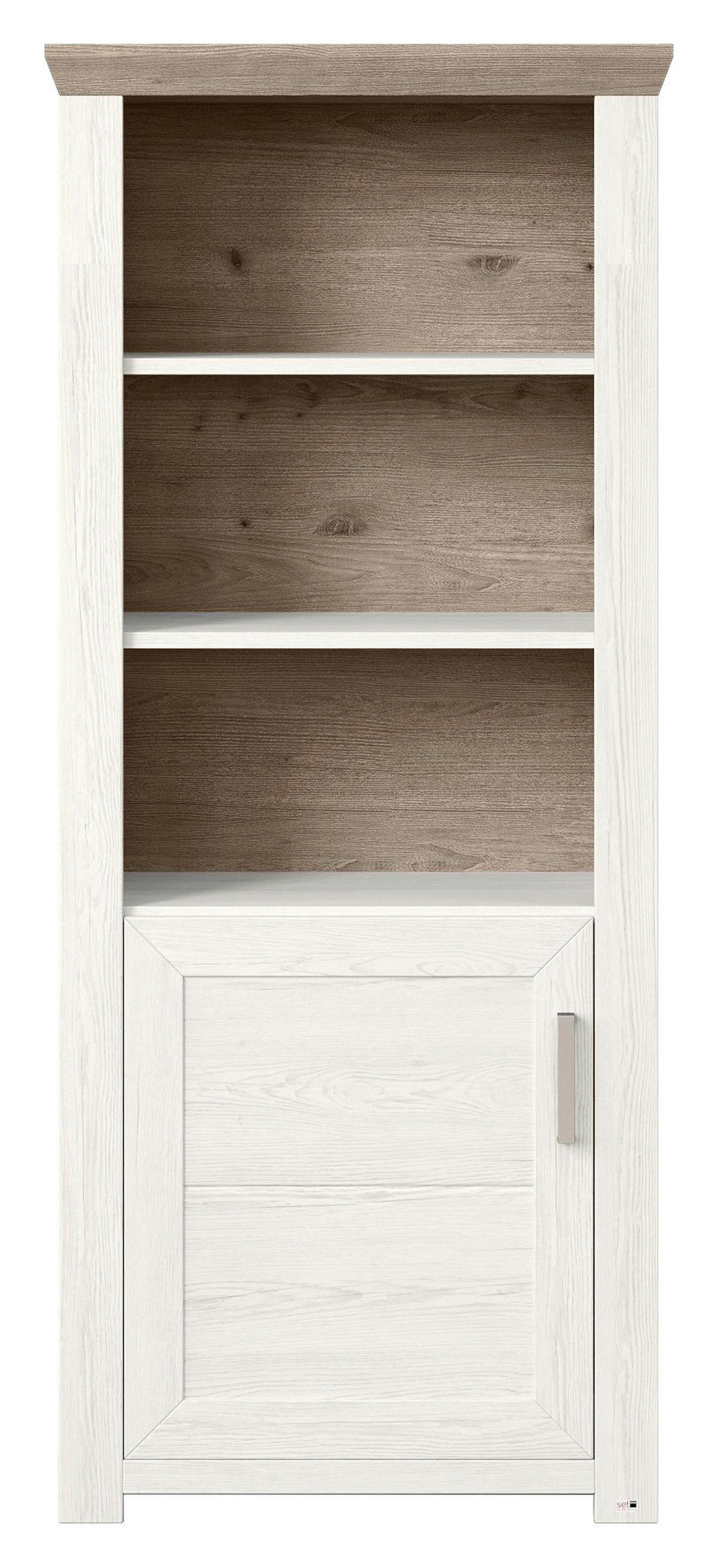 REGAL Weiß, Eichefarben  - Eichefarben/Weiß, Design, Holzwerkstoff/Metall (74,5/174,6/42,2cm) - SetOne by Musterring