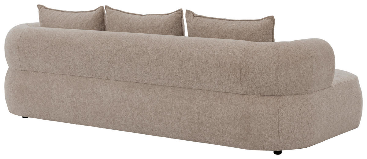 BIGSOFA in Chenille Hellbraun  - Hellbraun/Schwarz, Design, Kunststoff/Textil (240/76/122cm) - Livetastic