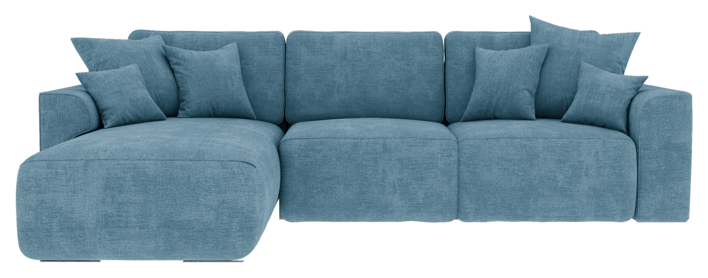 ECKSOFA Blau Samt  - Chromfarben/Blau, KONVENTIONELL, Kunststoff/Textil (195/293cm) - Carryhome