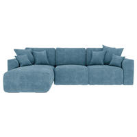 ECKSOFA in Samt Blau  195/293 cm  - Chromfarben/Blau, KONVENTIONELL, Kunststoff/Textil (195/293cm) - Carryhome