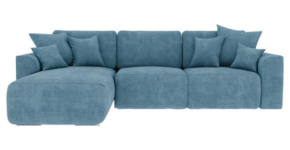 ECKSOFA in Samt Blau  - Chromfarben/Blau, KONVENTIONELL, Kunststoff/Textil (195/293cm) - Carryhome