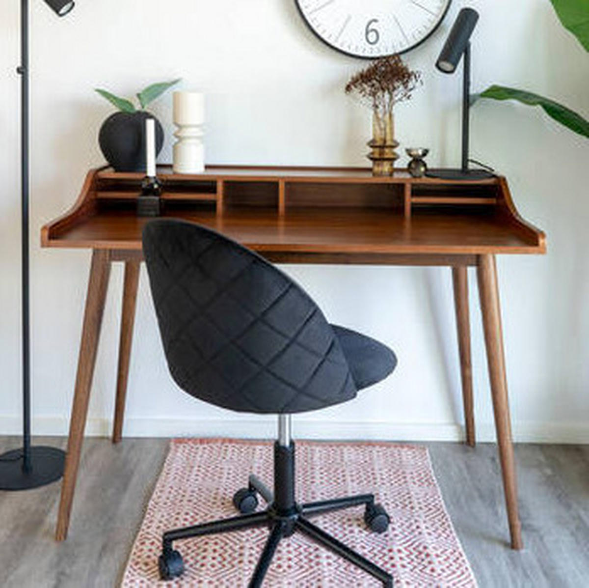 DREHSTUHL Samt Schwarz  - Schwarzchrom/Schwarz, MODERN, Kunststoff/Textil (55/73-87/55cm) - MID.YOU