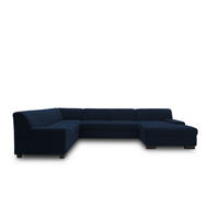 WOHNLANDSCHAFT Blau Webstoff  - Wengefarben/Blau, Design, Holz/Textil (212/328/153cm) - MID.YOU