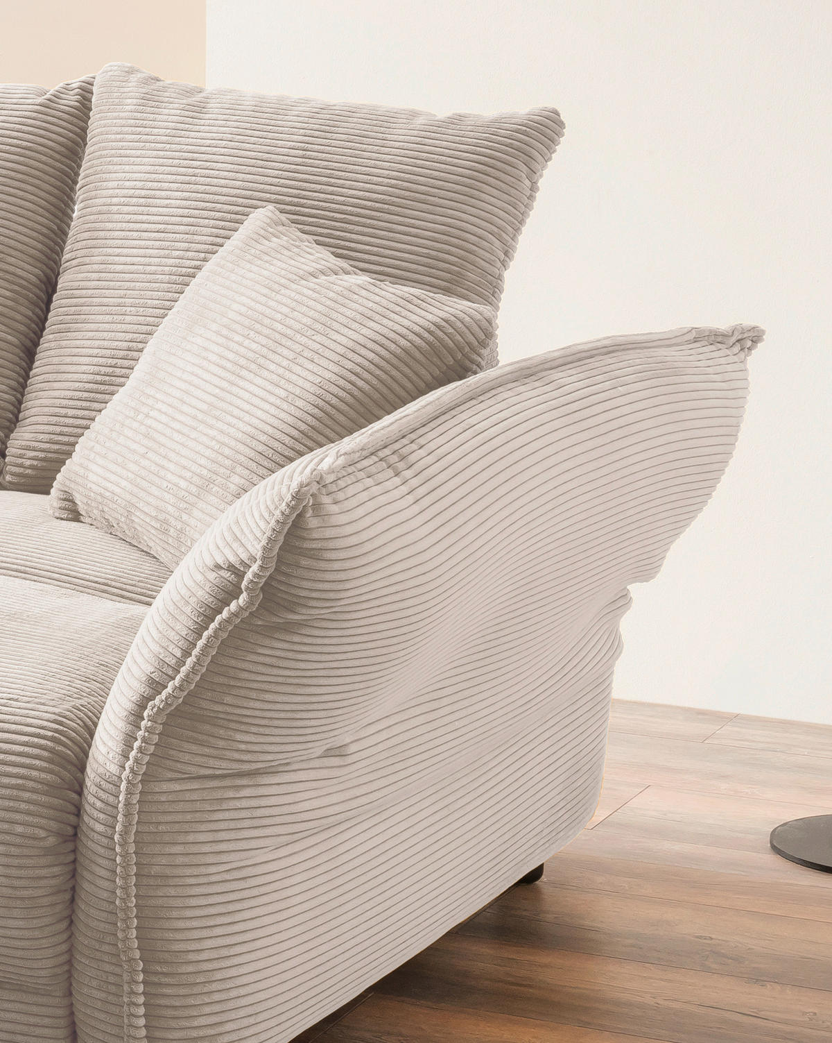 BIGSOFA in Cord Beige  - Chromfarben/Beige, Modern, Kunststoff/Textil (242/71/90/131cm) - Livetastic