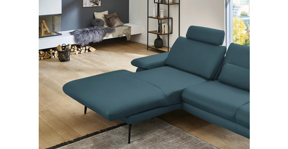ECKSOFA in Echtleder Blau 180/310 cm - Blau/Schwarz, Design, Leder/Metall (180/310cm) - Dieter Knoll