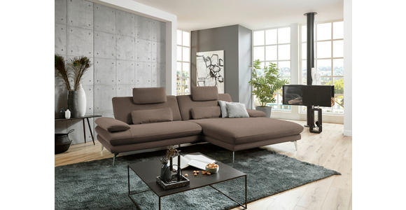 ECKSOFA in Webstoff Braun  - Schwarz/Braun, Design, Textil/Metall (284/184cm) - Dieter Knoll