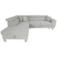 ECKSOFA inkl. Funktionen Grau Cord  - Silberfarben/Grau, Design, Textil/Metall (226/257cm) - Xora