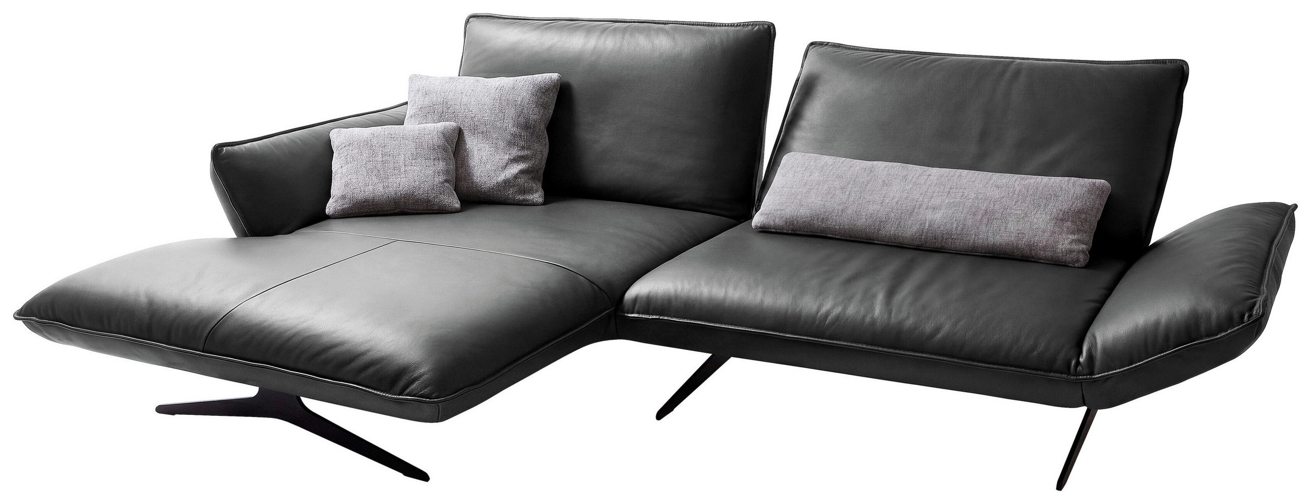 ECKSOFA Echtleder Dunkelgrau  - Dunkelgrau/Schwarz, Design, Leder/Metall (167/275cm) - Koinor