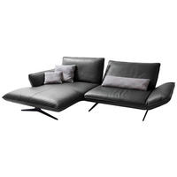 ECKSOFA Echtleder Dunkelgrau  - Dunkelgrau/Schwarz, Design, Leder/Metall (167/275cm) - Koinor
