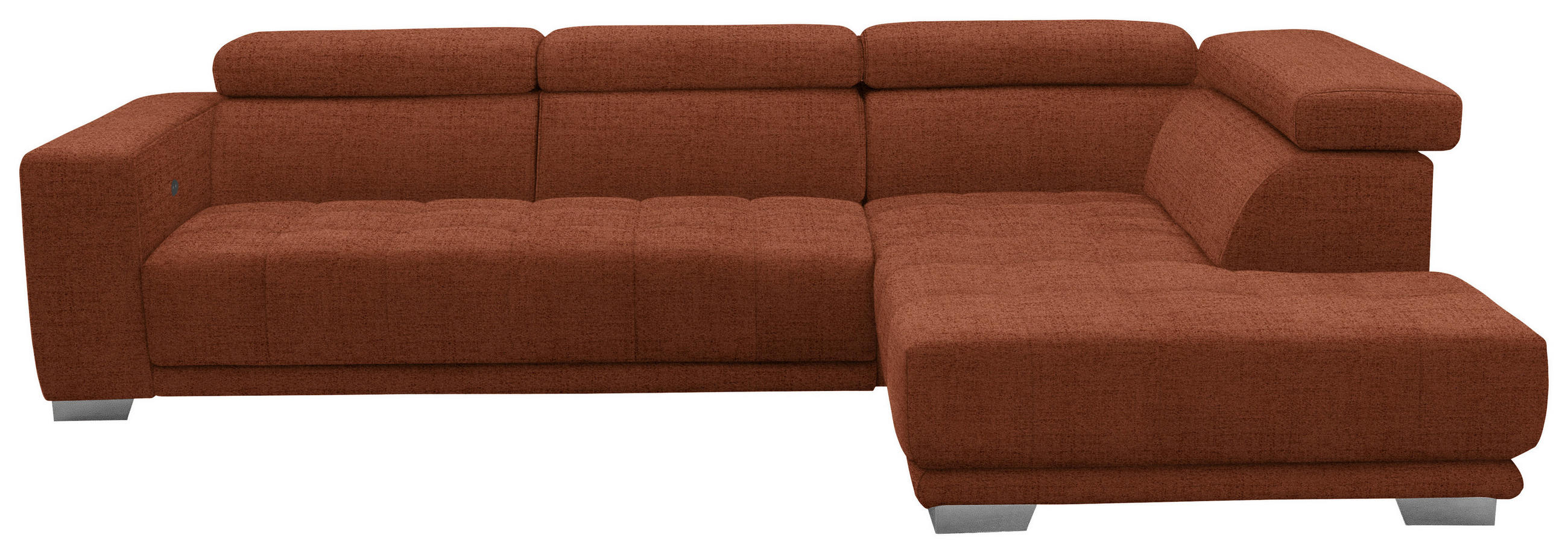 ECKSOFA in Chenille Terracotta  - Chromfarben/Terracotta, Design, Textil (301/207cm) - Xora