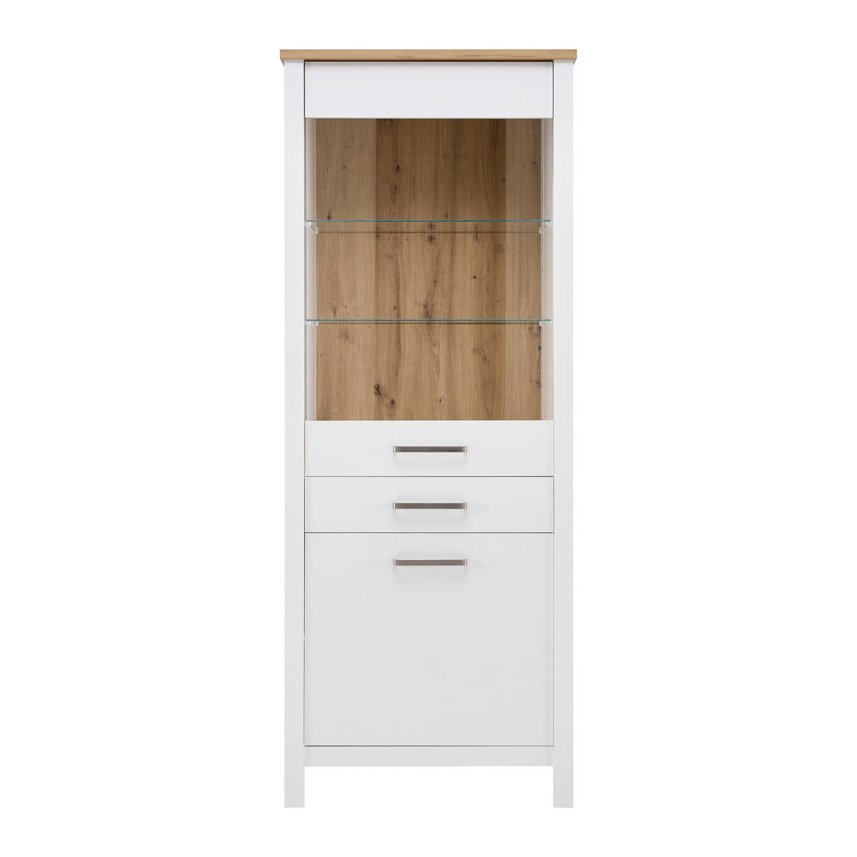 VITRINA 80/205/45 cm   - bijela/srebrne boje, Romantično / ladanjski, staklo/drvni materijal (80/205/45cm)