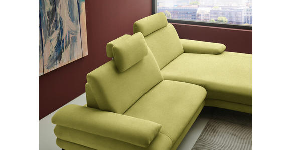 ECKSOFA  in Chenille, Flachgewebe Hellgrün Rücken echt  284/180 cm  - Schwarz/Hellgrün, Design, Textil/Metall (284/180cm) - Dieter Knoll