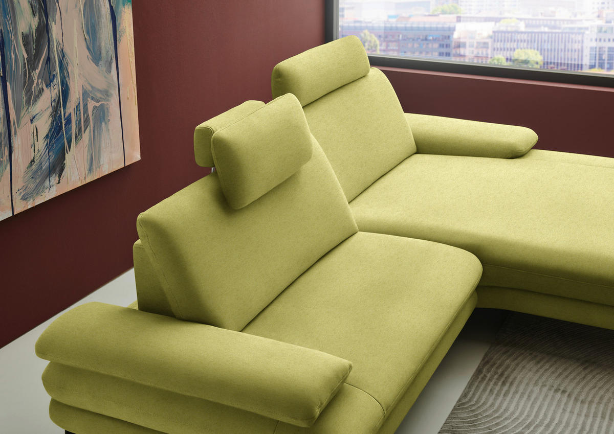 ECKSOFA  in Chenille, Flachgewebe Hellgrün  284/180 cm  - Schwarz/Hellgrün, Design, Textil/Metall (284/180cm) - Dieter Knoll