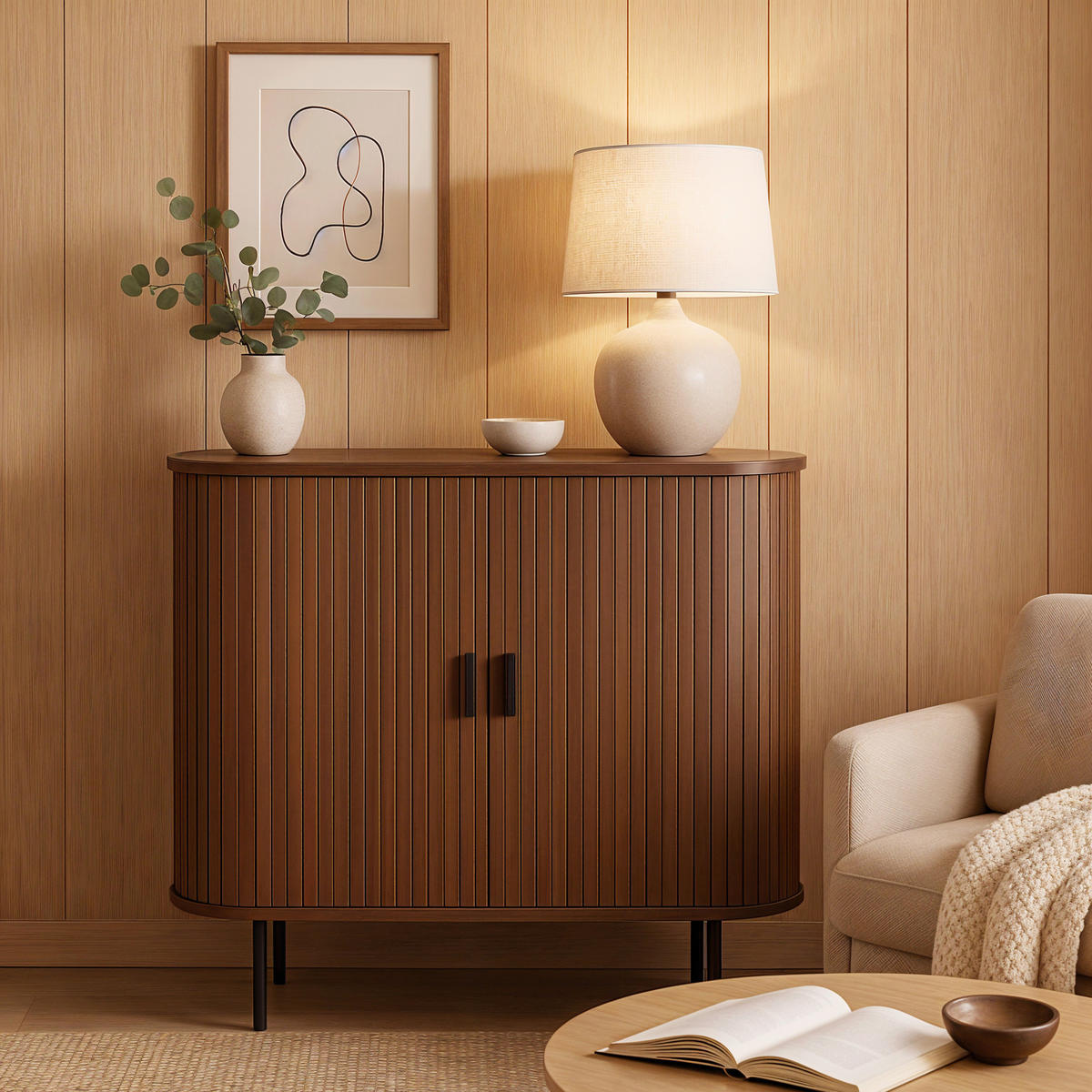 KOMMODE  in 100/118/40 cm  - Walnussfarben/Schwarz, Design, Holzwerkstoff/Metall (100/118/40cm) - Livetastic