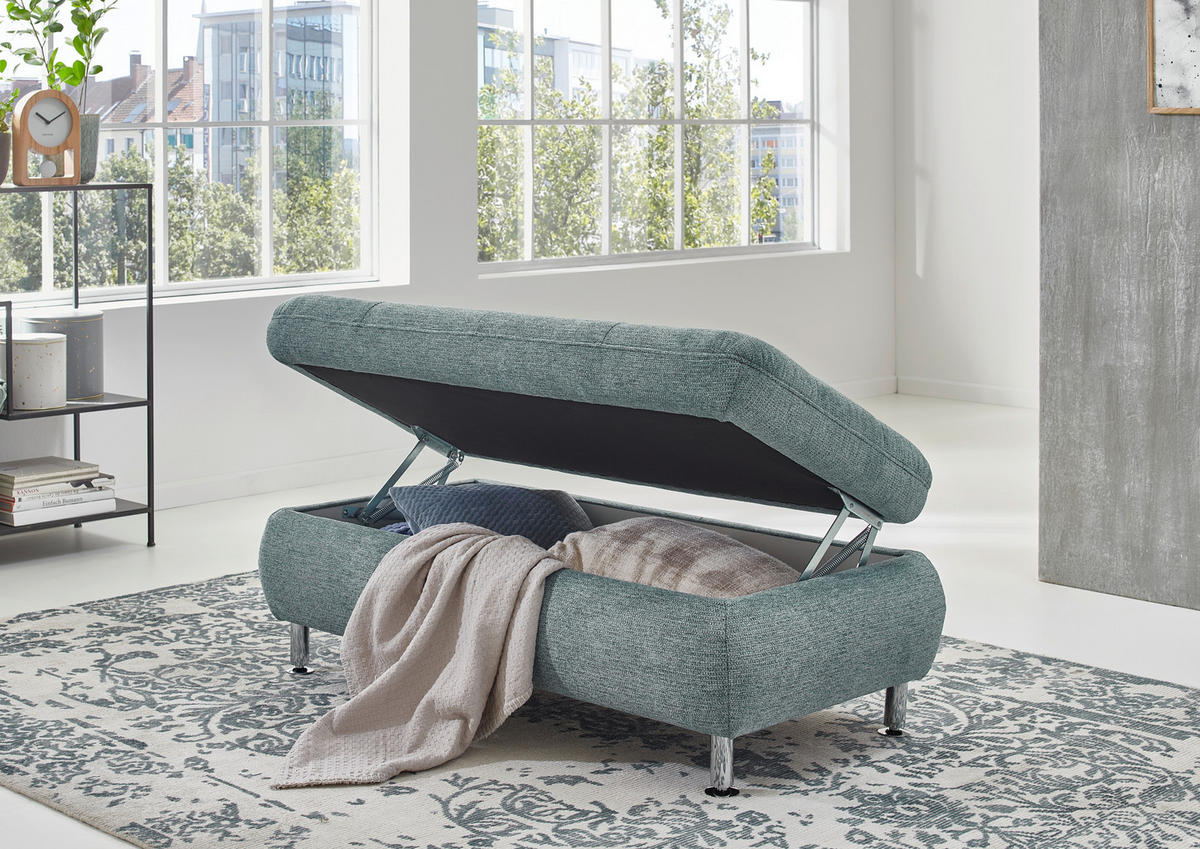 ECKSOFA in Webstoff Türkis  - Türkis/Schwarz, Konventionell, Textil/Metall (210/242cm) - Beldomo Style