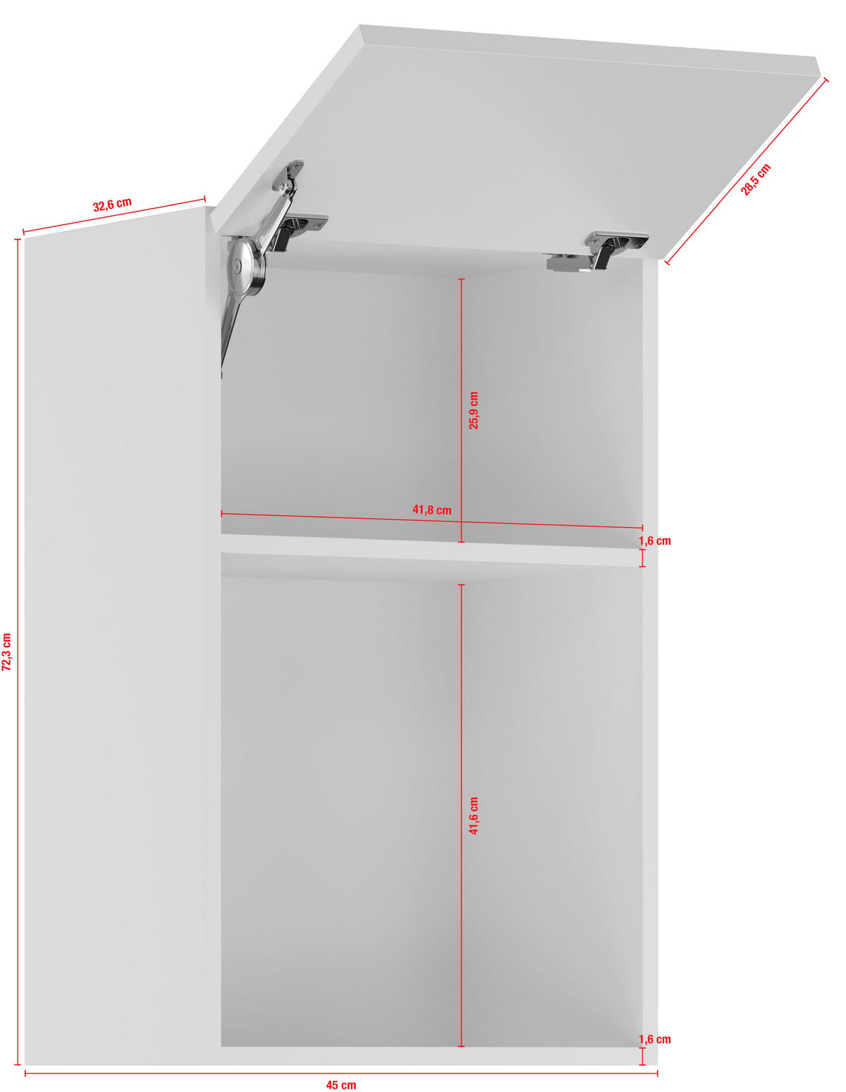 KÜCHENOBERSCHRANK 45/72,3/34,2 cm  in Weiß  - Edelstahlfarben/Weiß, Basics, Holzwerkstoff/Metall (45/72,3/34,2cm) - Impuls