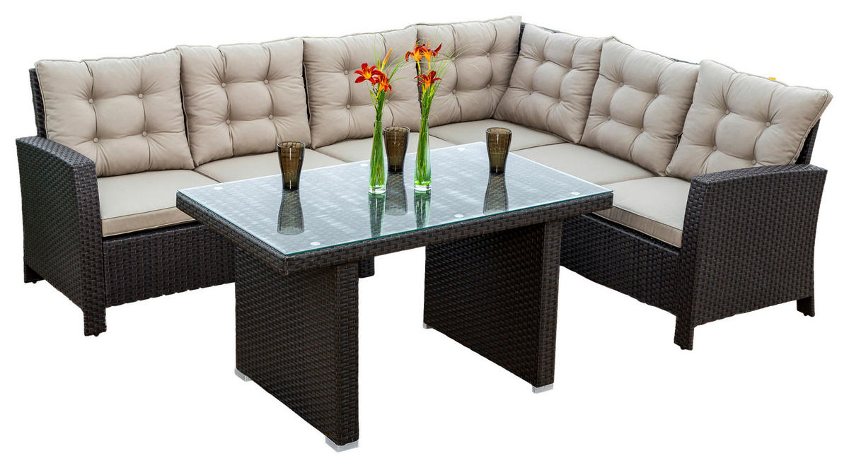GARTENSET Stahl  - Beige/Braun, MODERN, Kunststoff/Metall - Gardenson
