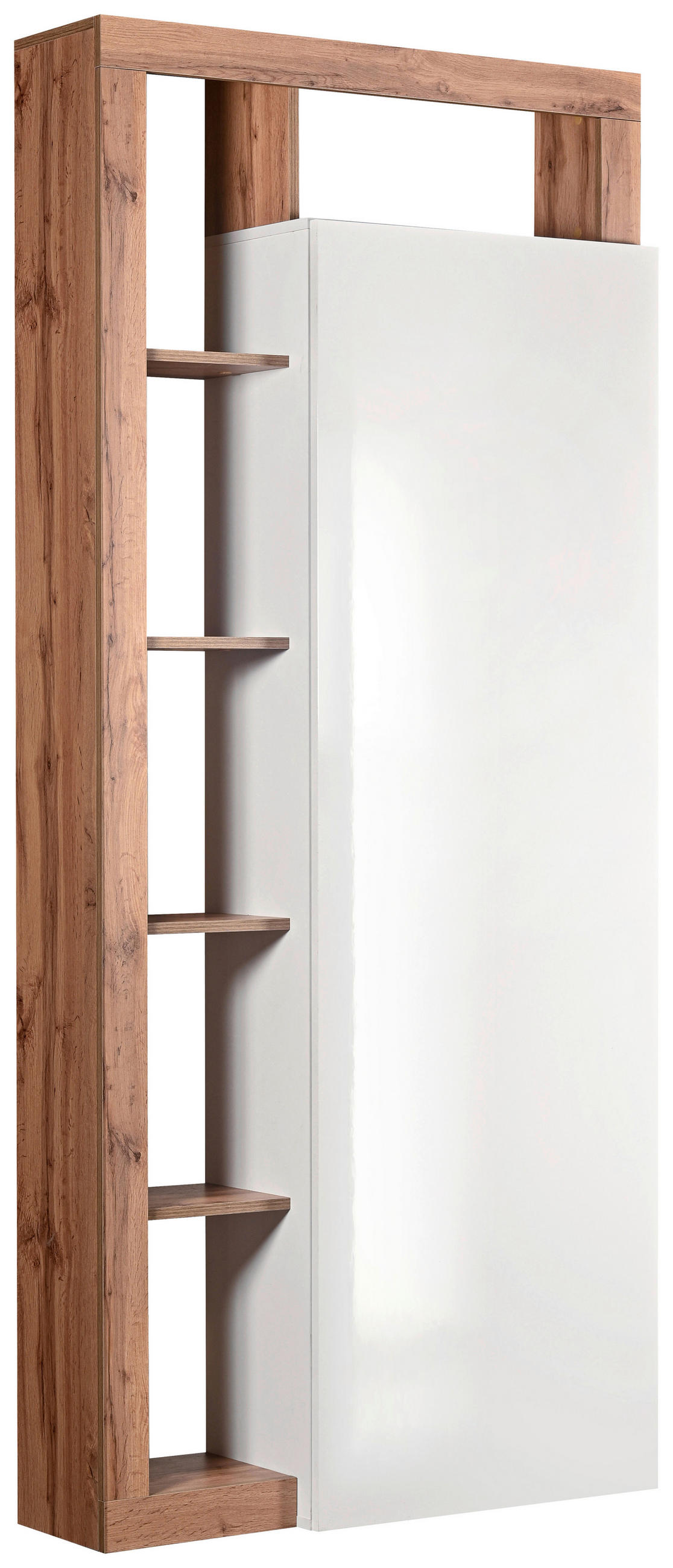 ORMAR ZA PREDSOBLJE  hrast wotan, bela visoki sjaj  - hrast wotan/bela visoki sjaj, Osnovno, pločasti materijal (91/201/30cm) - Ti'me