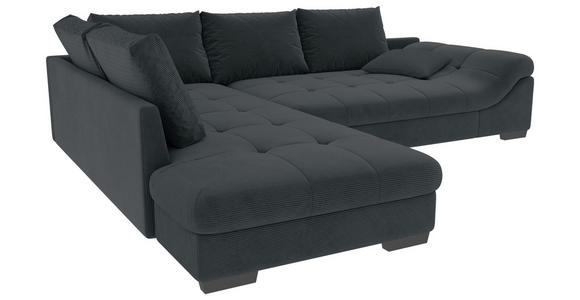 ECKSOFA Anthrazit Cord Zierkissen, Rückenkissen, Rücken echt  - Anthrazit/Schwarz, KONVENTIONELL, Holz/Textil (202/298cm) - Carryhome