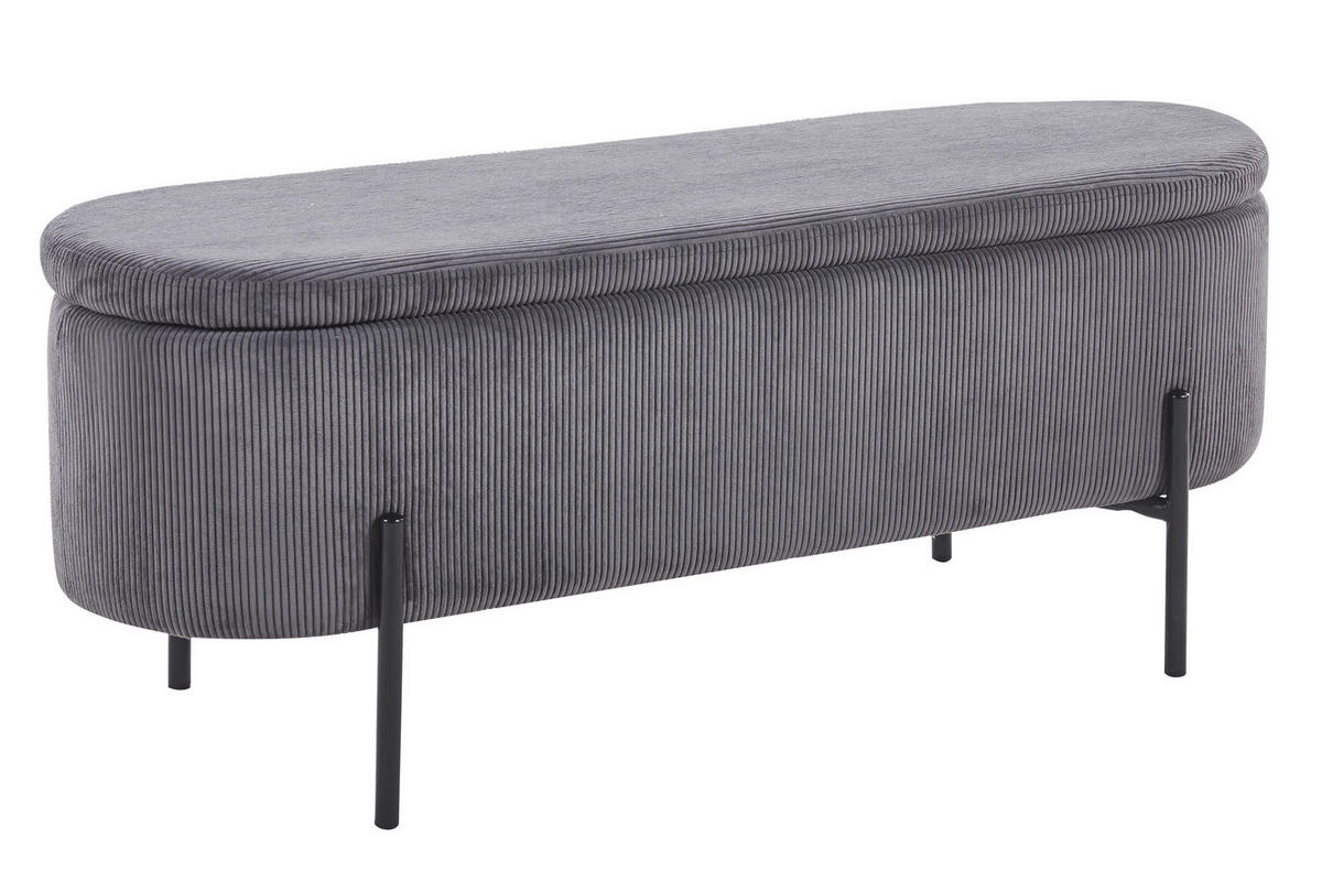 HOCKERBANK 110/44/40 cm   - Schwarz/Grau, MODERN, Textil/Metall (110/44/40cm) - Livetastic