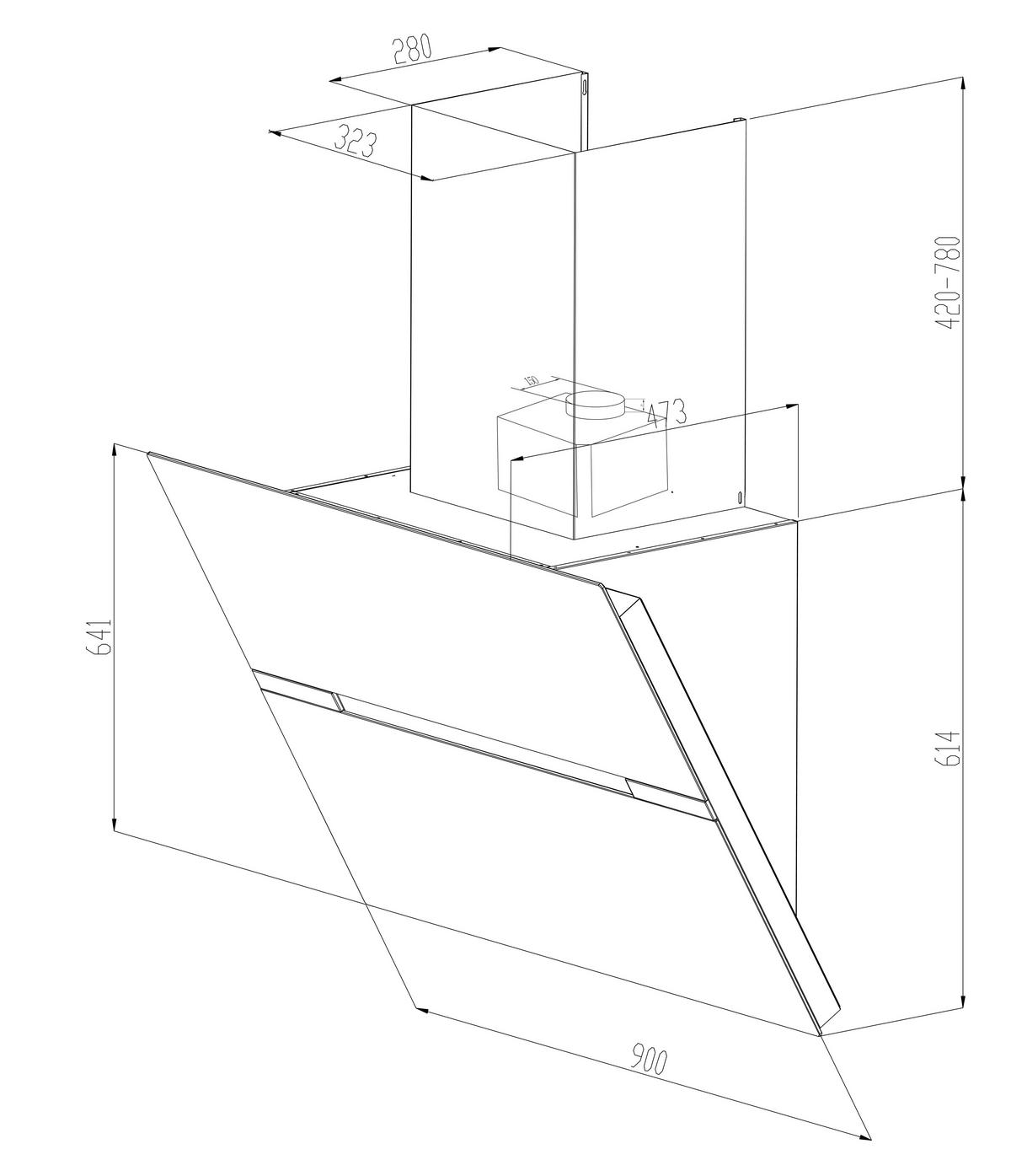 DUNSTABZUGSHAUBE 9080BZ N  - Schwarz, Basics, Metall (90/139/48cm) - PKM
