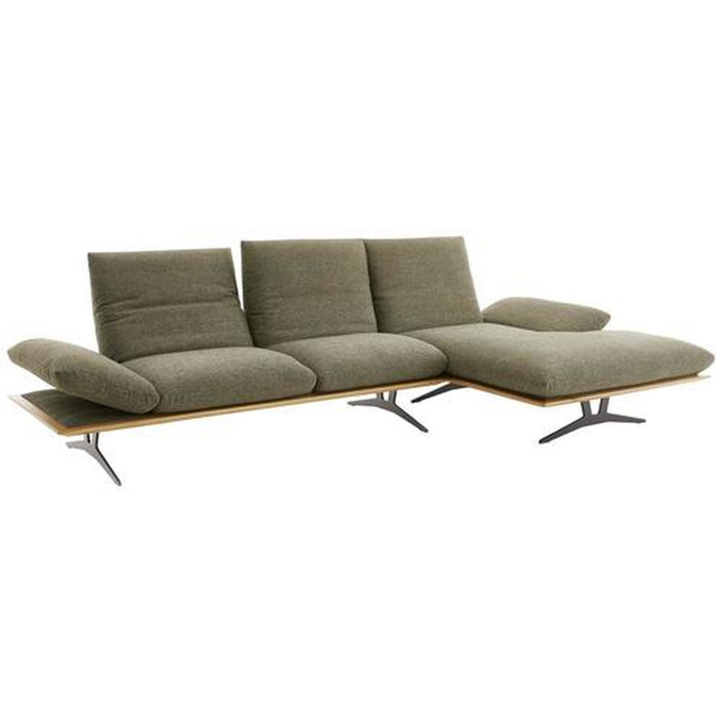 Thumbnail - Dieter Knoll Ecksofa, Grün, Holz, Textil, Wildeiche, massiv, Uni, 4-Sitzer, Ottomane rechts, L-Form, 314x159 cm, Made in...
