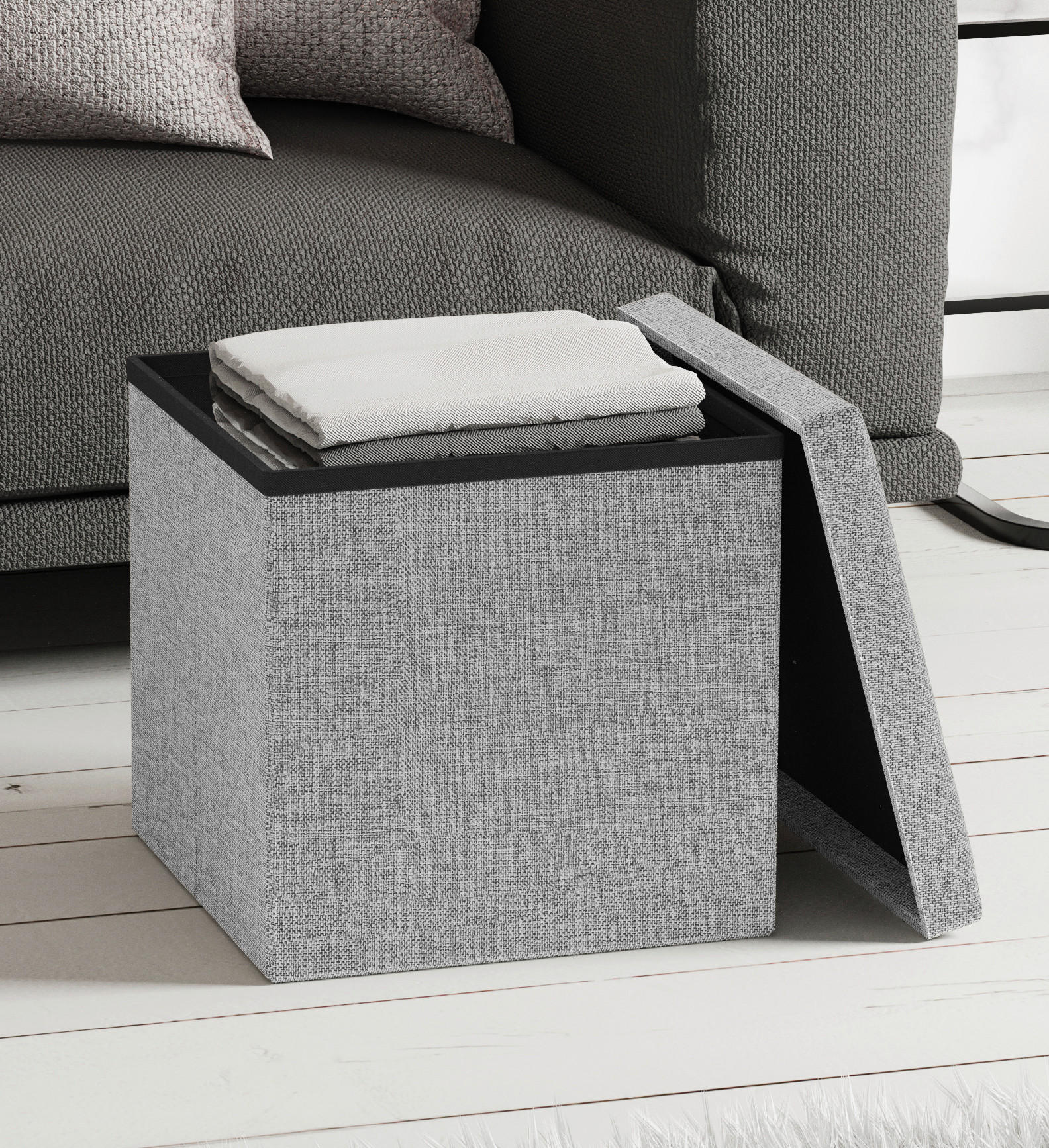 SITTLÅDA i plast, trämaterial  - ljusgrå, Basics, trämaterial/plast (38/38/38cm) - MID.YOU