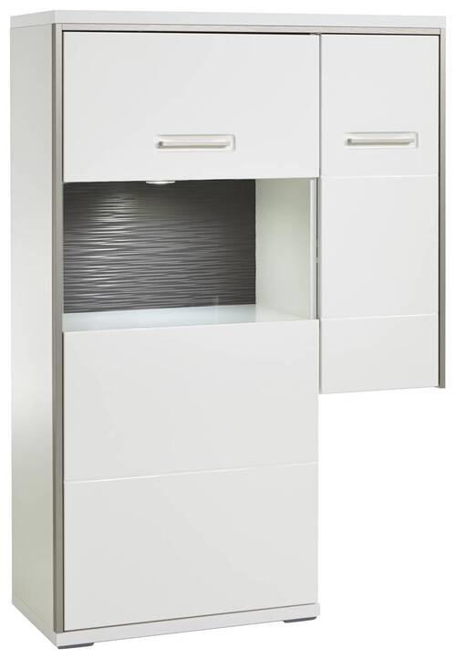 HÖG BYRÅ Accra  i 94/137/38 cm  - vit/vit högglans, Design, metall/trämaterial (94/137/38cm) - Livetastic
