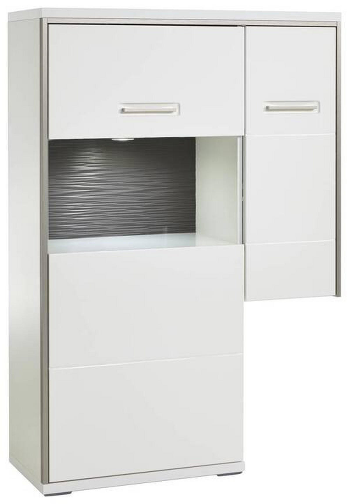 HÖG BYRÅ Accra  i 94/137/38 cm  - vit/vit högglans, Design, metall/trämaterial (94/137/38cm) - Livetastic