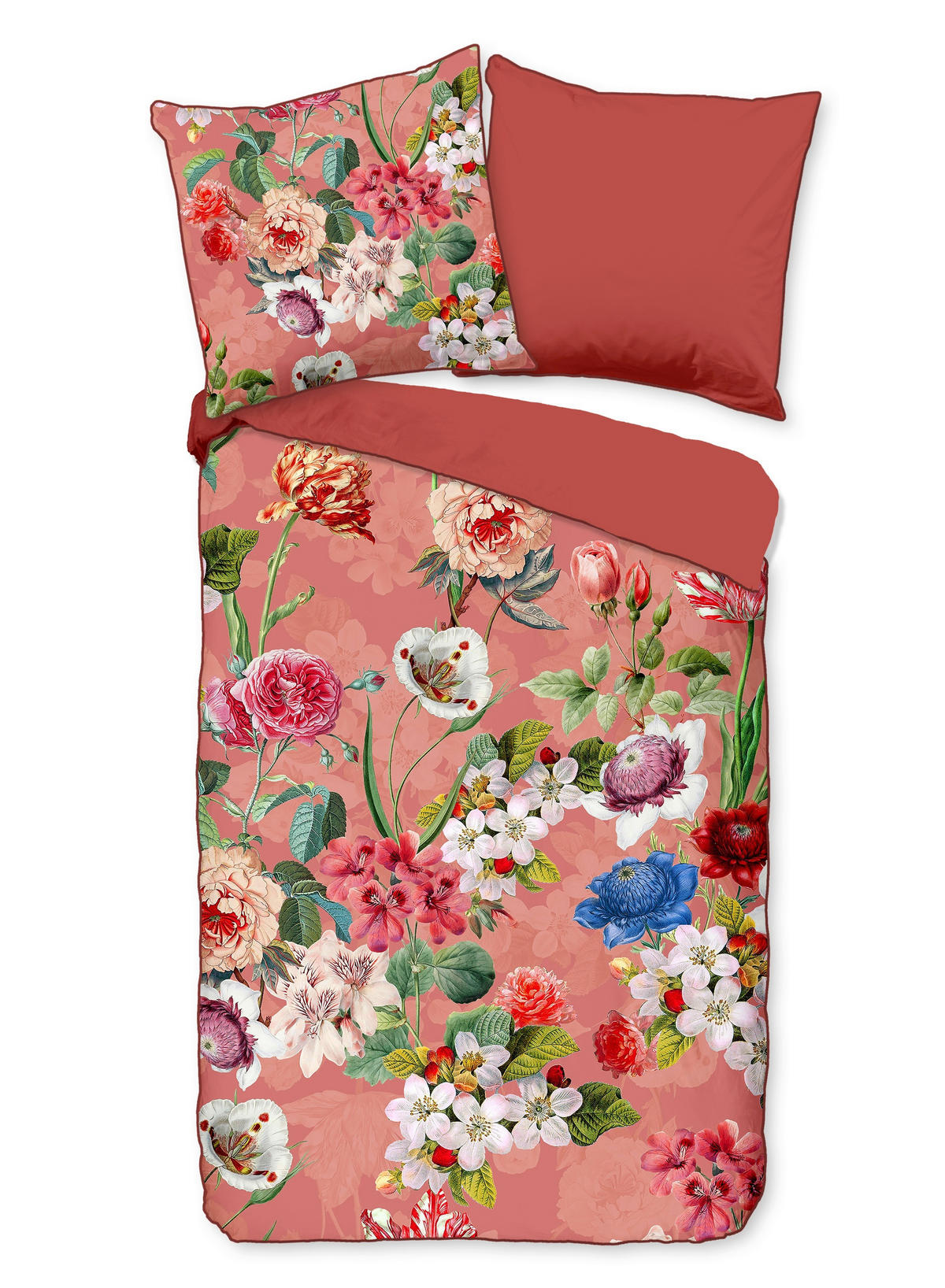 WENDEBETTWÄSCHE Amalia Satin 155/220 cm  - Rot/Terracotta, Natur, Textil (155/220cm)