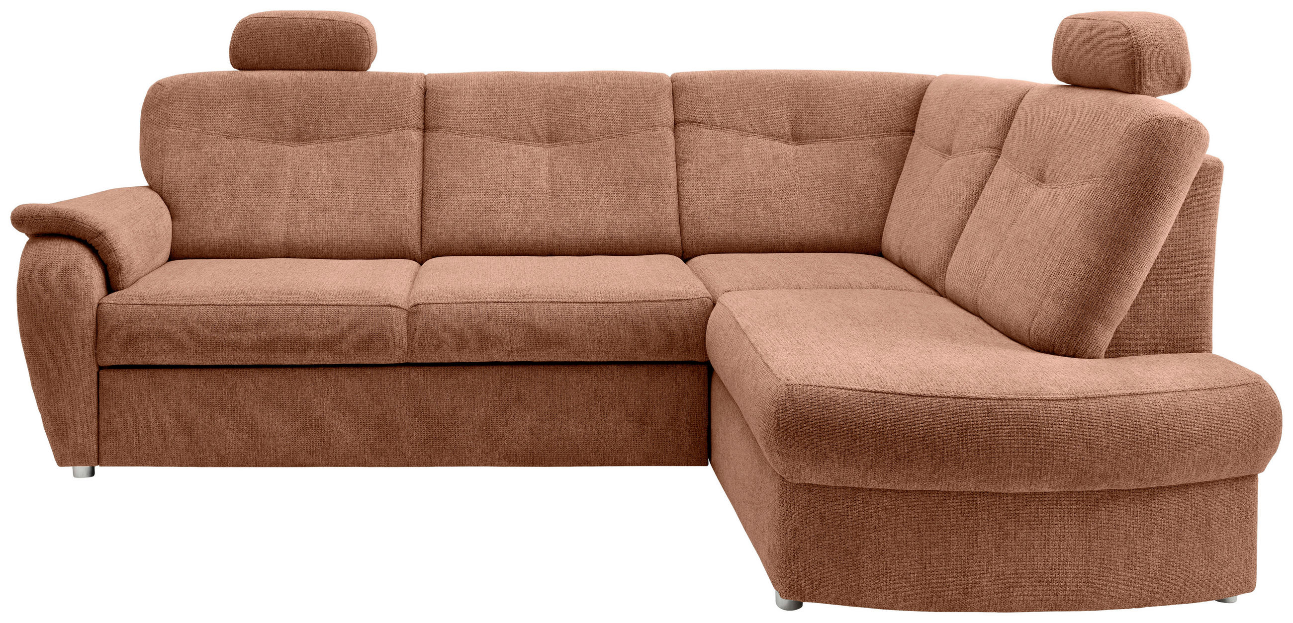 ECKSCHLAFSOFA Chenille Koralle  - Chromfarben/Koralle, MODERN, Kunststoff/Textil (264/180cm) - Livetastic