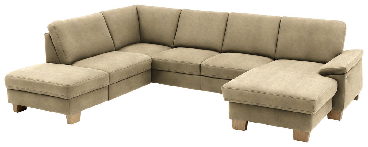 WOHNLANDSCHAFT in Velours Cappuccino  - Eichefarben/Cappuccino, Konventionell, Holz/Textil (235/316/167cm) - Beldomo System