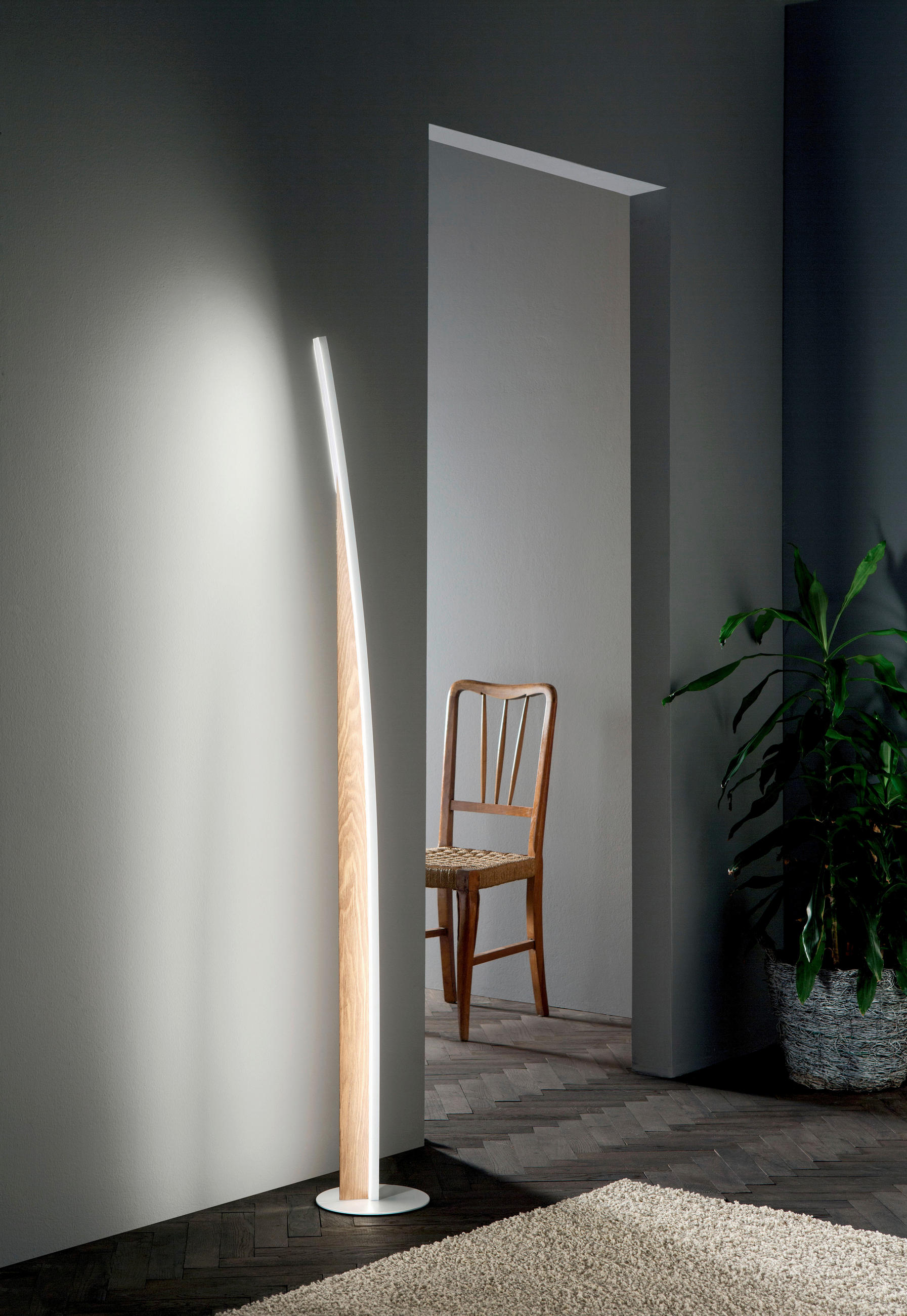 STOJEČA LED-SVETILKA  Cordoba //3000 K// - barve jesena/bela, Design, kovina/les (22/167,6cm)