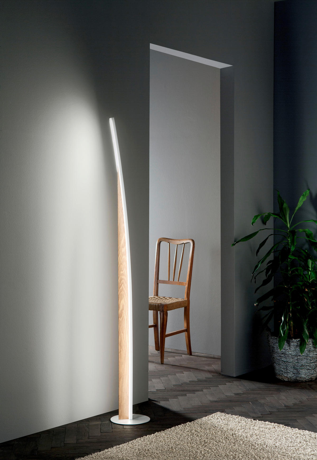 STOJEČA LED-SVETILKA  Cordoba //3000 K// - barve jesena/bela, Design, kovina/les (22/167,6cm)