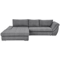ECKSOFA in Flachgewebe Hellgrau  - Silberfarben/Hellgrau, Design, Textil/Metall (174/306cm) - MID.YOU