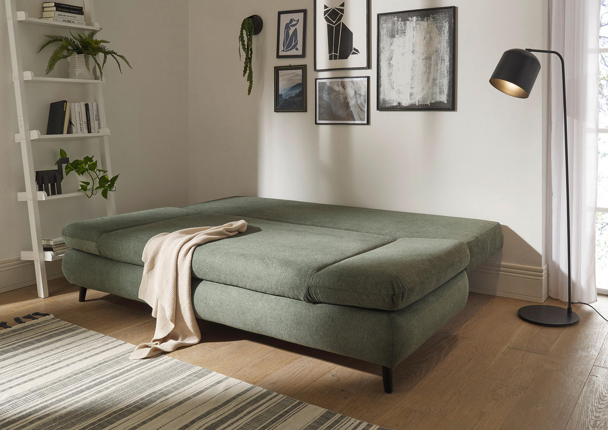 SCHLAFSOFA Mikrofaser Grün  - Schwarz/Grün, KONVENTIONELL, Kunststoff/Textil (212/88/101cm) - MID.YOU
