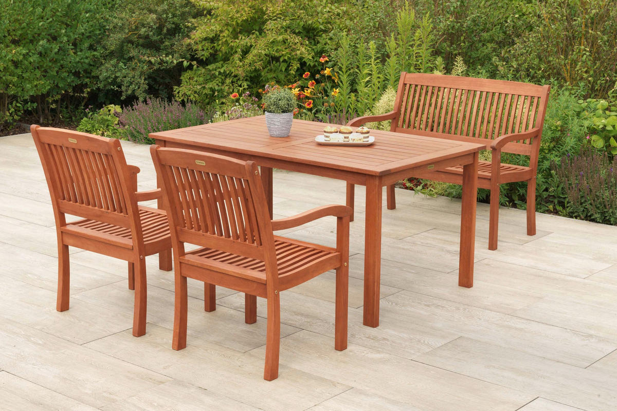 GARTENTISCHGRUPPE Eukalyptusholz Hartholz  - Eukalyptusholzfarben, KONVENTIONELL, Holz - Gardenson