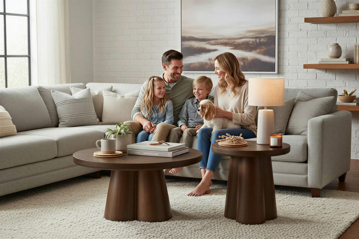 COUCHTISCH Mangoholz massiv 90/90/40 cm rund Braun  - Braun, Design, Holz (90/90/40cm) - MID.YOU