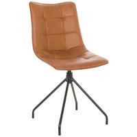 BESUCHERSTUHL Braun  - Schwarz/Braun, Basics, Leder/Metall (48/93/52cm) - MID.YOU
