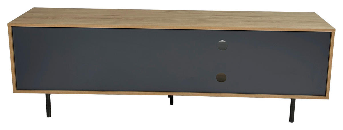 LOWBOARD META 180/56,2/40 cm 2 Schublade(n) Beimöbel erhältlich, stehend  - Eichefarben/Anthrazit, Design, Holzwerkstoff/Metall (180/56,2/40cm) - Milino