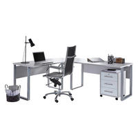 BÜRO - Weiß Hochglanz/Grau, MODERN, Holzwerkstoff - MID.YOU