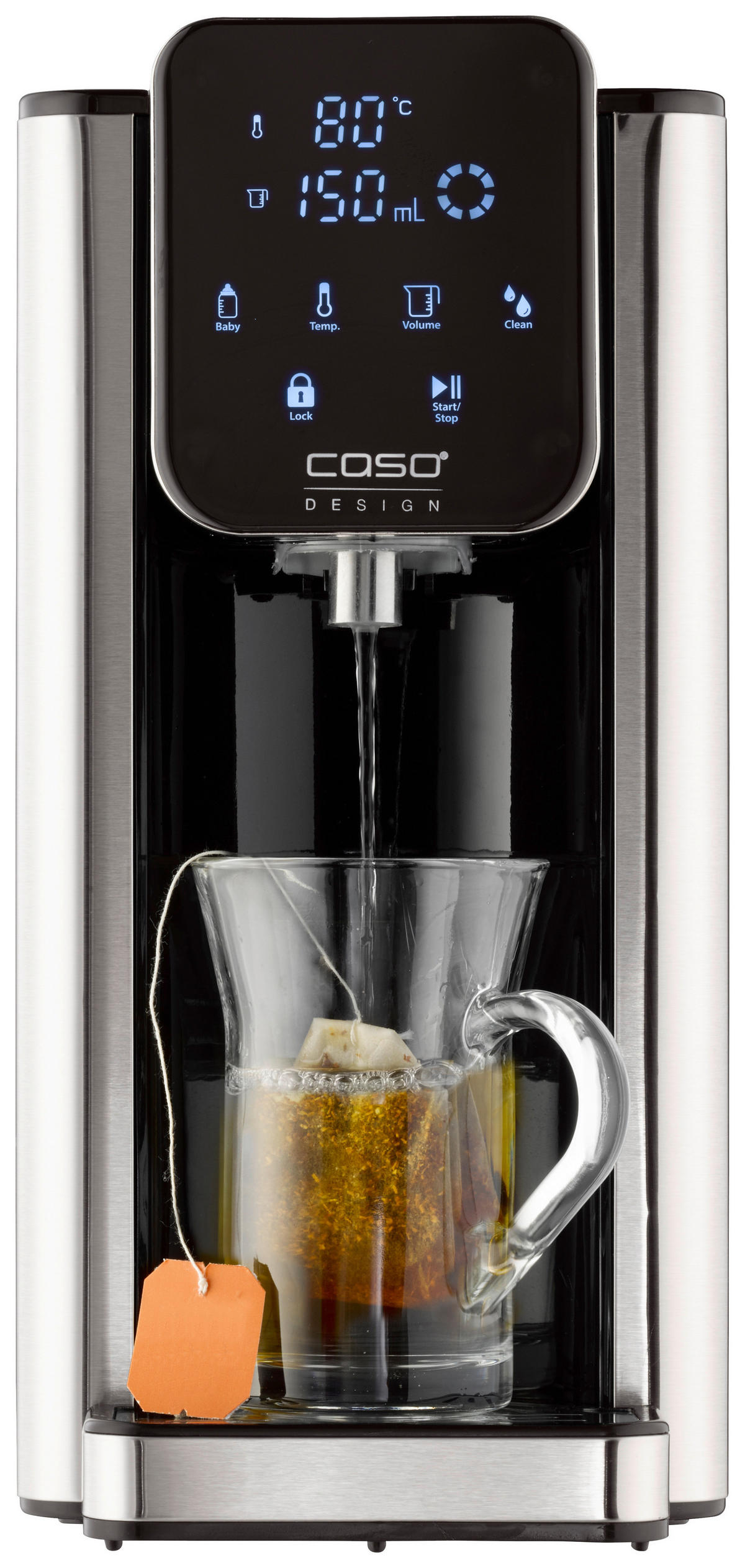 TURBO HEISSWASSERSPENDER HW 660 2,7 L  - Schwarz Hochglanz/Edelstahlfarben, Basics, Kunststoff/Metall (15,5/31,5/25,5cm) - CASO Design