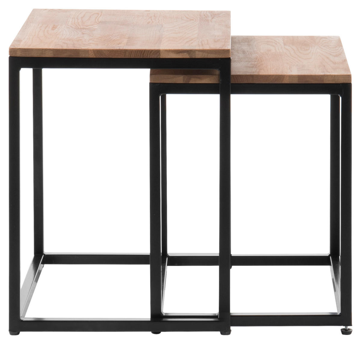 SADA KONFERENČNÍCH STOLKŮ, přírodní barvy, černá, barvy dubu, dřevo, kov, 45-50/45-50/37-40 cm - černá/barvy dubu, Moderní, kov/dřevo (45-50/45-50/37-40cm) - Xora