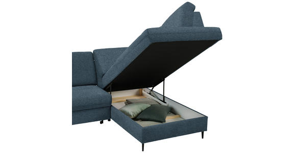 ECKSOFA in Chenille Blau  - Blau/Schwarz, MODERN, Holz/Textil (241/184cm) - Carryhome